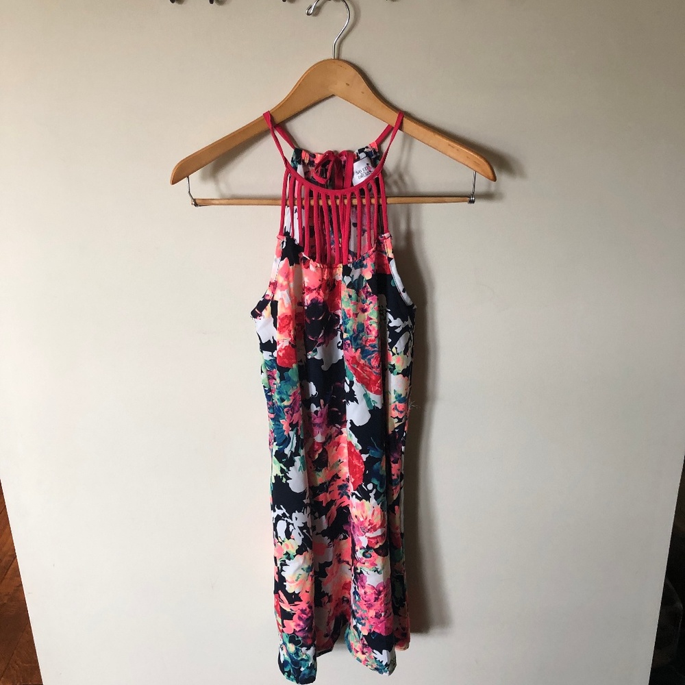 Preppy strappy floral mini dress